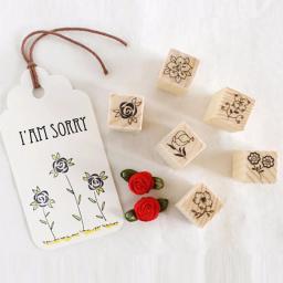 12pçs selos de madeira florais, selos de madeira diy, carimbo de madeira, letras de flor rosa, diário, artesanato, conjunto de cartão para scrapbooking - Image 3
