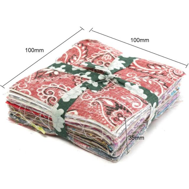 Tecido de Algodão Floral em Retalhos para Artesanato - 100 Peças de 10x10cm JX-LCLYL