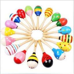 1 pçs madeira maraca chocalhos de madeira crianças festa musical favor criança bebê abanador brinquedo quente bebê chocalhos celulares venda quente - Image 1