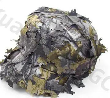 Chapéu de Caça Militar Camo 3D com Proteção Solar e Camuflagem Tática para Atividades ao Ar Livre