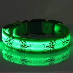 Coleira de nylon LED para animais de estimação, segurança noturna intermitente, Brilha no escuro, Cadeia de cabeça de animais elétricos para cães pequenos e médios - Image 3