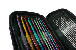 Conjunto de agulhas de gancho de crochê de alumínio de cores mistas 22 peças para kit de ferramentas de fio de tricô DIY com estojo - Image 6