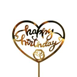 Decoração para comemoração aniversários infantis, decoração de bolos com glitter dourado e acrílico em formato de coração, amor, cupcake, bandeiras para festas de aniversário, casamento, 1 peça - Image 5