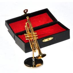 Moonchão chão de trompete modelo mini instrumento musical, decoração de mesa em miniatura realista presente de aniversário amante de música - Image 2