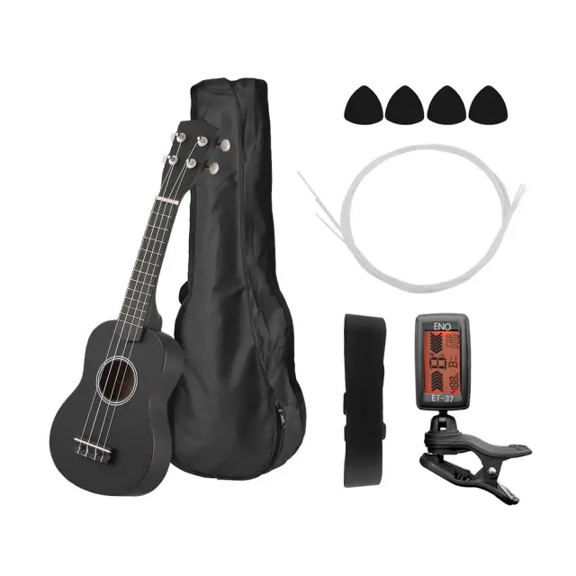 Kit de Ukulele Soprano Havaiano de 21 Pol. em Mogno com 4 Cordas e Acessórios Inclusos