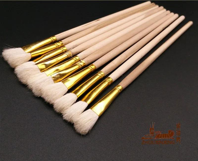 Pincel para pintura de arte com 12 tamanhos, pincel de madeira e lã com alça - Image 1