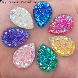 Novo 30 pçs 18mm * 25mm resina ab gota flatback strass casamento 2 buraco botões diy k70 * 3 - Image 1