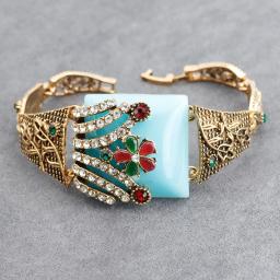 Pulseira vintage com design de flor para mulheres, resina e cristal, estilo boemia, jóias de pedra natural, atacado, 2020 - Image 5