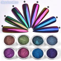 Arte de unhas camaleão aurora 0.2 de pó para espelho mágico com glitter, pigmento cromado e glitter para decoração de unhas faça você mesmo - Image 1