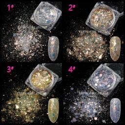 1 frasco de glitter colorido para a decoração do prego, adesivos hexágono, tamanhos diferentes, nail art, strass, decorações de poeira, frg # - Image 4