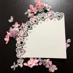 Corte a laser amor coração renda, 50 peças, lançamento doces festa de casamento lembranças confete em cone de papel decoração presentes - Image 2