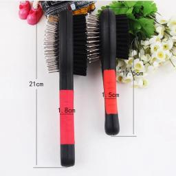 Dupla Face Escova De Cabelo Longo Para Animais De Estimação, Punho De Plástico, Pente De Cachorro, Cachorro, Massagem De Gato, Escova De Banho, Multifunções Ferramenta De Higiene, 1Pc - Image 3