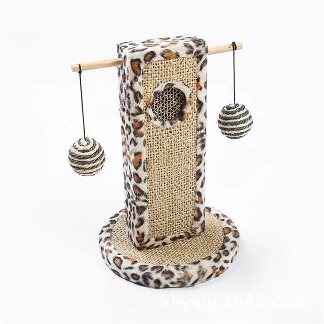 Arranhador tipo árvore para gatos com brinquedo de bola e superfície em sisal