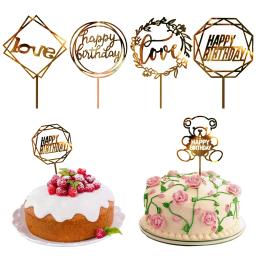 Decoração para comemoração aniversários infantis, decoração de bolos com glitter dourado e acrílico em formato de coração, amor, cupcake, bandeiras para festas de aniversário, casamento, 1 peça - Image 2