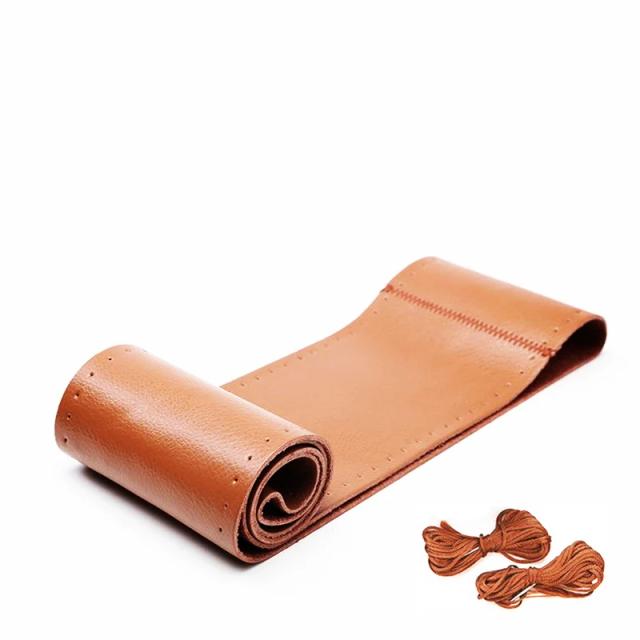 Capa Volante Automóvel Couro Genuíno DIY Costura Preta 37-38cm