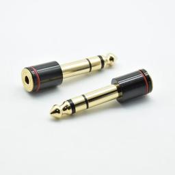 2 pcs banhado a Ouro 6.35 milímetros 1/4 "macho para 3.5mm 1/8" Female Jack cabo Estéreo de Fone De Ouvido adaptador de áudio TRS 6.35 a 3.5 conversor - Image 1