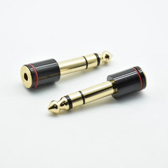 Adaptador de Áudio Estéreo Ouro 6.35mm Macho para 3.5mm Fêmea - Pacote com 2 Peças