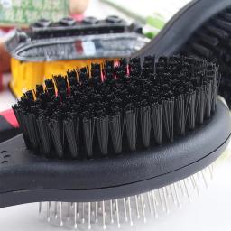 Dupla Face Escova De Cabelo Longo Para Animais De Estimação, Punho De Plástico, Pente De Cachorro, Cachorro, Massagem De Gato, Escova De Banho, Multifunções Ferramenta De Higiene, 1Pc - Image 5