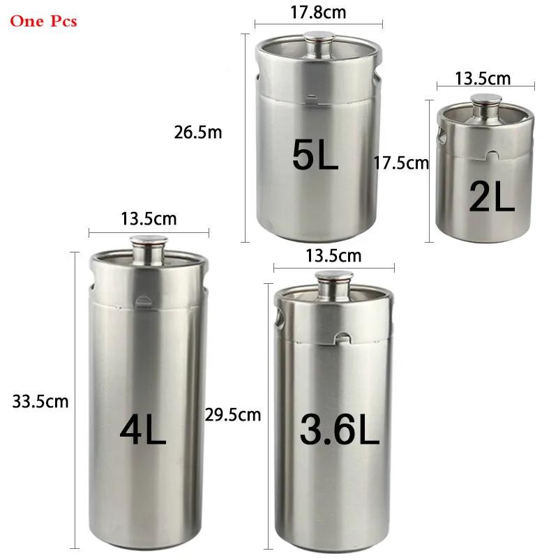 Mini garrafador de cerveja para barril, 2l/3,6l/4l/5l, sus304, garrafa portátil para barril de cerveja com tampas, para fabricação caseira de cerveja ao ar livre, churrasco e festa - Image 1