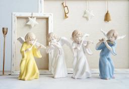 Europeu anjo violino flauta cerâmica decoração criativa casa janela flor desktop decoração artesanato presentes de natal - Image 1