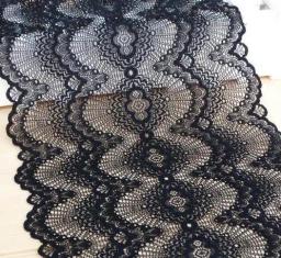 Fita elástica super larga do laço, preto e branco, guarnição elástica do laço, acessórios de costura DIY, decoração Home, quente, 21cm, 1 m - Image 1
