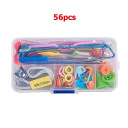 Crochet Ganchos e Pontos Kit Ferramentas, Agulhas De Tricô, Tesoura Pins, Craft Case, Crochet Acessórios, 56 Pcs Set - Image 1