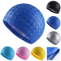 Crystal Water Cube Grids Hat para homens e mulheres, Tecido de revestimento PU, Proteção de cabelo longo impermeável, Piscina - Image 1