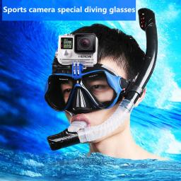 Máscara de mergulho com snorkel 3 em 1, snorkel, tubo subaquático, à prova d'água, óculos de natação, com capa de óculos para câmera gopro xiaomi - Image 2