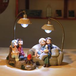 1 pçs casal personagem ornamentos com luz led resina artesanato para casa decoração do jardim criativo meninos e meninas noite lâmpada - Image 3