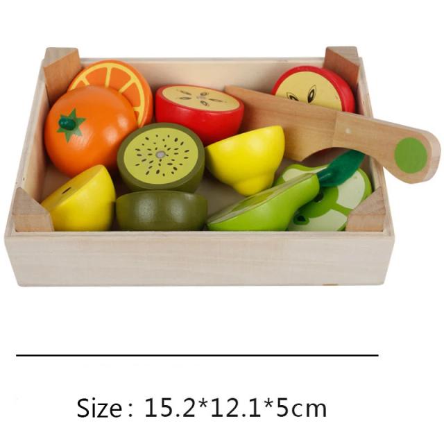Brinquedo Educativo de Madeira para Cozinha Clássica Montessori - Conjunto de Frutas e Vegetais para Cortar