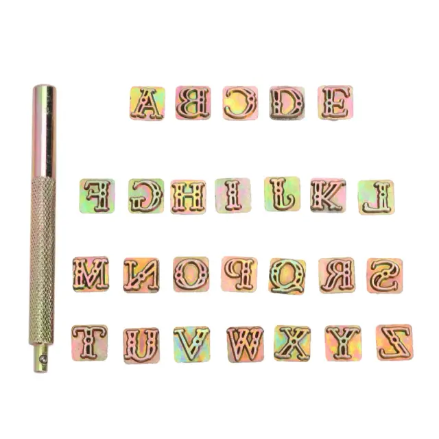 Conjunto de 26 Selos de Couro com Letras e Símbolos em Zinco para Artesanato e Carimbos Exclusivos
