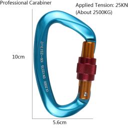 Escalada Profissional Mosquetão, Forma D, Fivela de Bloqueio, Trava de Segurança, Equipamentos ao ar livre, Acessórios, 25KN, 4Pcs - Image 3