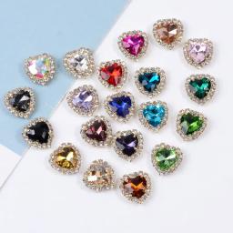 Coração Costurado em Strass, Botões Flatback, Encantos de Cristal para Artesanato, Roupas, Cabelo, Jóias DIY, Gift Making Acessórios, 10 Pcs - Image 1