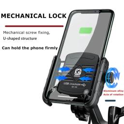 Suporte de celular para motocicleta com qc 3.0, carregador usb sem fio, para iphone 12 11 x samsung com gps - Image 4
