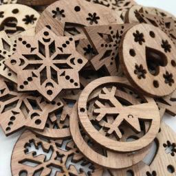 20 pçs enfeites de natal de madeira inacabado para diy arte artesanato ornamentos esculpidos em madeira para festa em casa decorações penduradas - Image 6