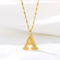 Colar com pingente letra inicial para homens e mulheres, banhado a ouro 18k, corrente de ondas d'água, 26 letras - Image 1