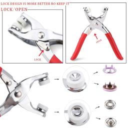 100/200 conjuntos de prendedores snap kit ferramenta, botões de pressão do metal anéis com prendedor alicate imprensa kit de ferramentas para costura de roupas 10 cores - Image 5