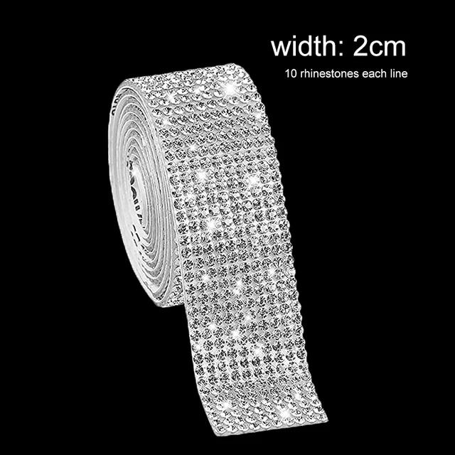 Fita de Diamante Cristal Auto-Adesiva para Artesanato, Decoração de Eventos, Carros e Telefones - 1m