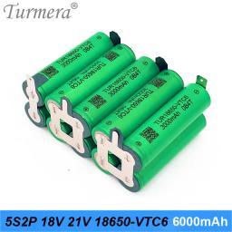 Bateria de lítio turmera 18650 vtc6 3000mah 6000mah embutida 18v 21v 30a tira de solda para chave de fenda bateria shurika shura personalizada - Image 1