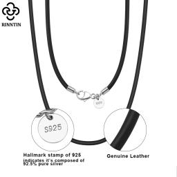 Rinntin genuíno italiano 2mm marrom couro cordão corrente colar para mulher homens com 925 prata esterlina fecho na moda jóias sc62 - Image 3