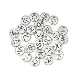 10 pçs/lote aço inoxidável 6mm redondo alfabeto diy iniciais pingente encantos conectores para jóias fazendo acessórios a partir de A-Z - Image 3