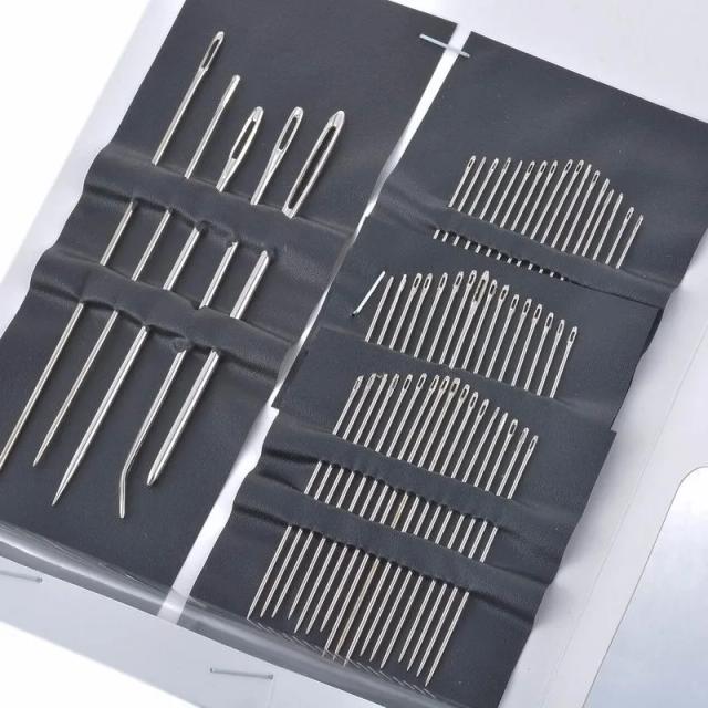 Conjunto Completo de Agulhas de Costura de Aço Inoxidável com 55 Peças para Artesanato, Bordado e DIY