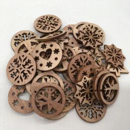 20 pçs enfeites de natal de madeira inacabado para diy arte artesanato ornamentos esculpidos em madeira para festa em casa decorações penduradas - Image 3