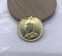 Cópicas Colecionáveis, Reino Unido, 1889 Grã-Bretanha, 1 Soverland Victoria, 2 ° Retrato de Cobre, Lembrança, Metal Latão Moeda de Ouro - Image 3