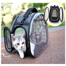 Saco de viagem de gato dobrável bolsa para animais de estimação respirável gato cão transportando caso fora espaço filhote de cachorro saco de ombro transparente suprimentos para animais de estimação - Image 1