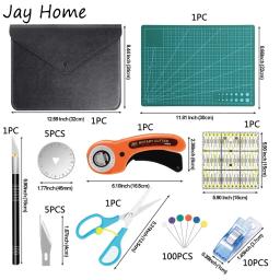 Kit de ferramentas de corte rotativo, 22 peças, 45 mm, cortador rotativo com 5 lâminas de reposição, clipe de costura e régua de retalhos para suprimentos de costura - Image 2