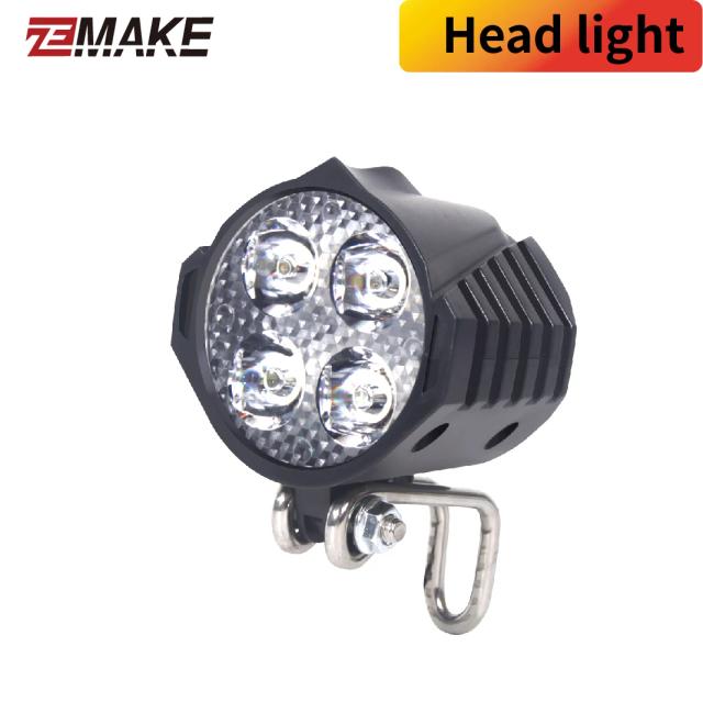 Faróis e Luzes LED para Bicicleta Elétrica: Iluminação Dianteira e Traseira, Holofotes Noturnos e Luzes de Advertência para 24V, 36V, 48V e 60V