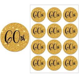 Feliz Festa De Aniversário Decor Adesivos, Etiquetas Do Selo Do Aniversário, Adesivo Dourado para Adultos, 60 Celebração De Aniversário, 60 - Image 6