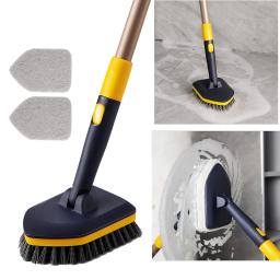 Escova de Limpeza do Piso com Pólo Telescópico Ajustável, Cerdas Stiff, Escovas, Tile Scrubber Tools, 2 em 1, 58,2 em - Image 1