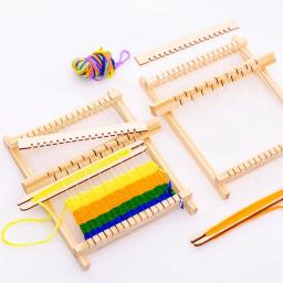 Mini tear de tecelagem de madeira para crianças, máquina de tricô artesanal com acessórios, brinquedo tradicional DIY, crianças - Image 4